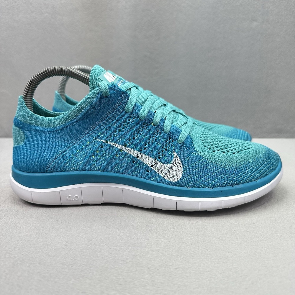 Nike Free Flyknit 4.0 Womens Size 8 Shoes Turquoise Athletic Running Sneakers